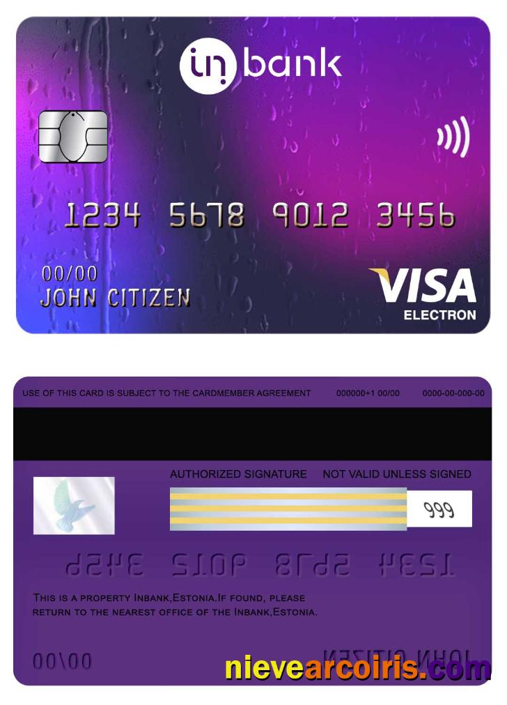Estonia Inbank visa electron card